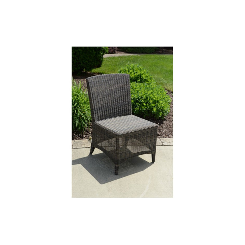 Bella Wicker Armless Outdoor Dining Chair, Cast Charcoal, Brown