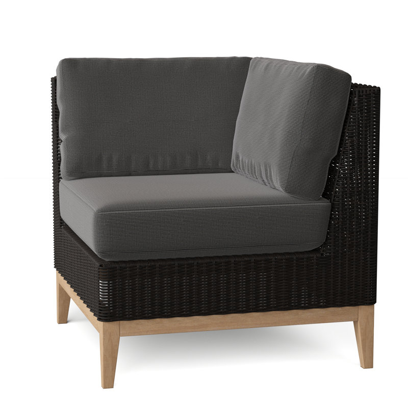 Frances Outdoor Corner Wedge Lounge Chair, Demo Putty, Frances Black