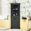Grande armoire d'angle avec portes, 2 tablettes ouvertes et rangement dissimulé