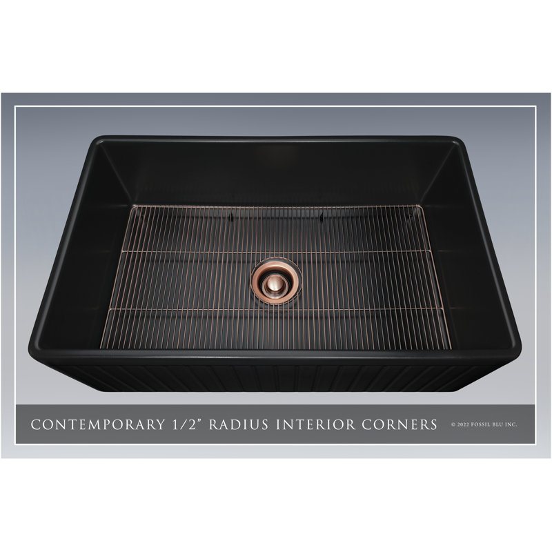 Luxury Solid Fireclay Farmhouse Sink, Antique Copper