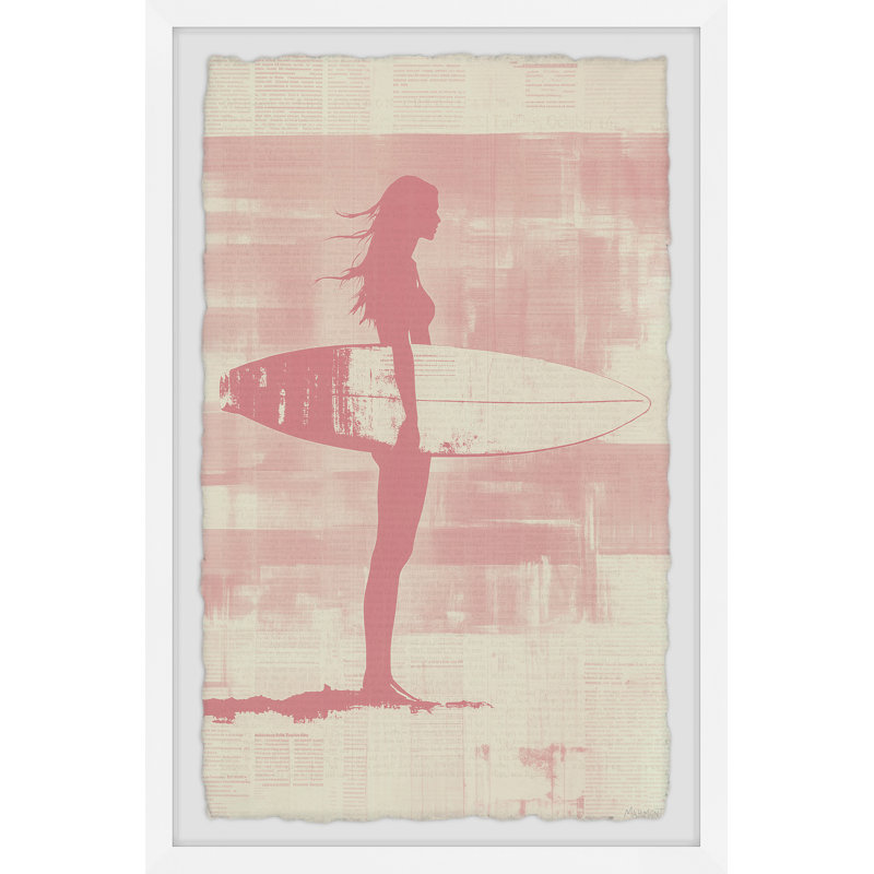 «The Pink Surfer», reproduction encadrée, H 12 po x l 8 po