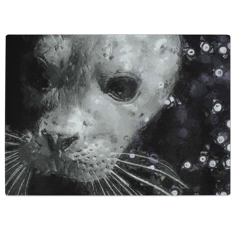 Tempered Glass Seal Portrait Chopping Board, 28.5 cm W x 20 cm L