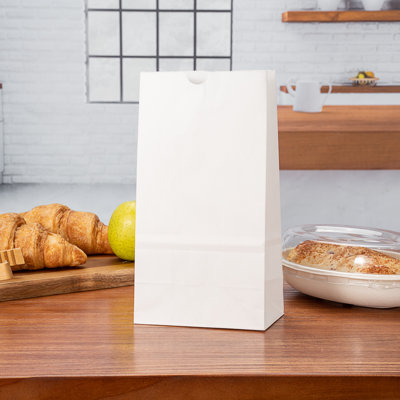 Restaurantware-Bag Tek 4lb Paper Bags, 100 Disposable Lunch Bags - Small, For Lunches, Sandwiches, And Snacks, White Paper Kraft Paper Bags, For Shopping, Party Favors, Or Gifts,