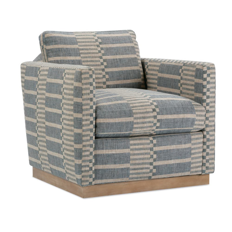 Fauteuil pivotant Allie, Chêne blanchi, Indigo
