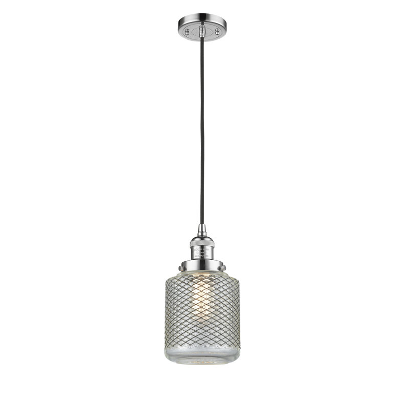 Luminaire suspendu cylindrique 1 lumière Iyana, Ampoule DEL 6 watts Vinage, Chrome poli