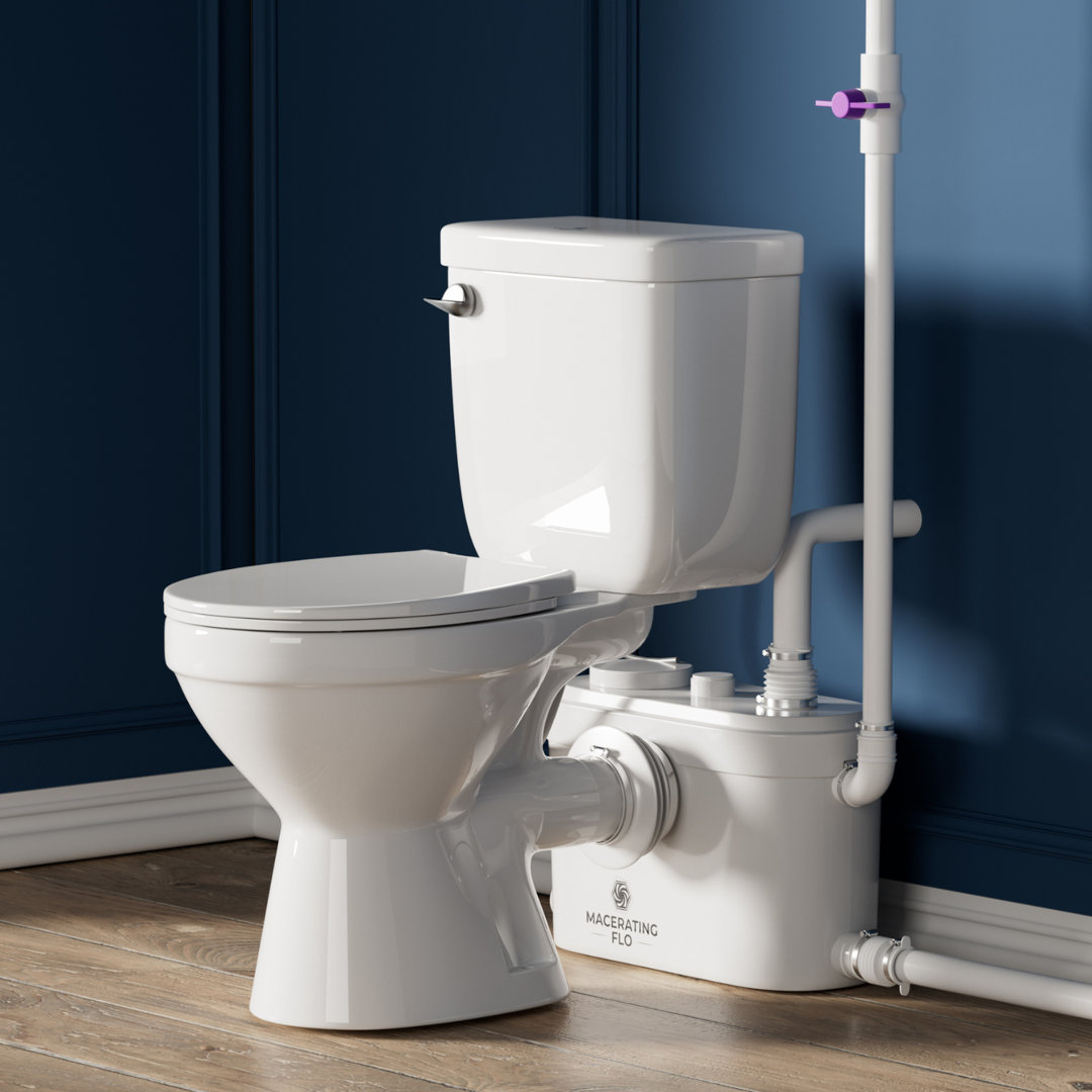 MaceratingFlo 750W Macerating Toilet System, Compact Basement Upflush Toilet with Extension Pipes MaceratingFlo