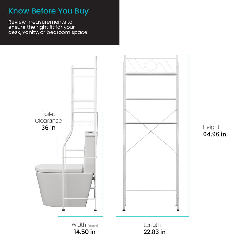 Freestanding 3-Tier Over-the-Toilet Bathroom Storage Organizer, White