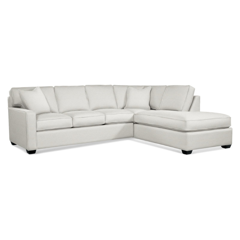 Ellora Upholstered Chaise L-Sectional, Right Hand Facing, Black, Beige Cotton; 0366-94