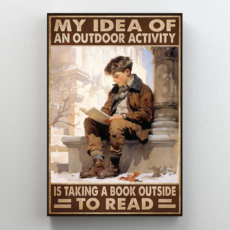 " Taking A Book Outside To Read - 1 Piece Rectangle Graphic Art Print On Wrapped Canvas ", 36" H x 24" W x 1.25" D