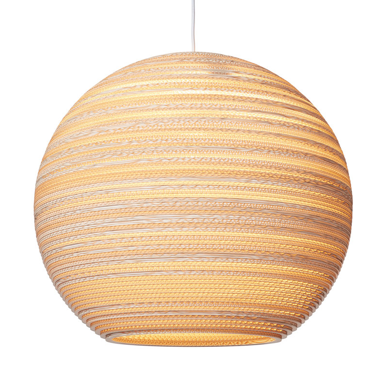 Scraplights Large Globe Recycled Cardboard Pendant Light - Sun, Brown, 21" H x 24" W x 24" D