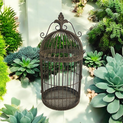 Rusty Garden Wall Mirror Bird Cage