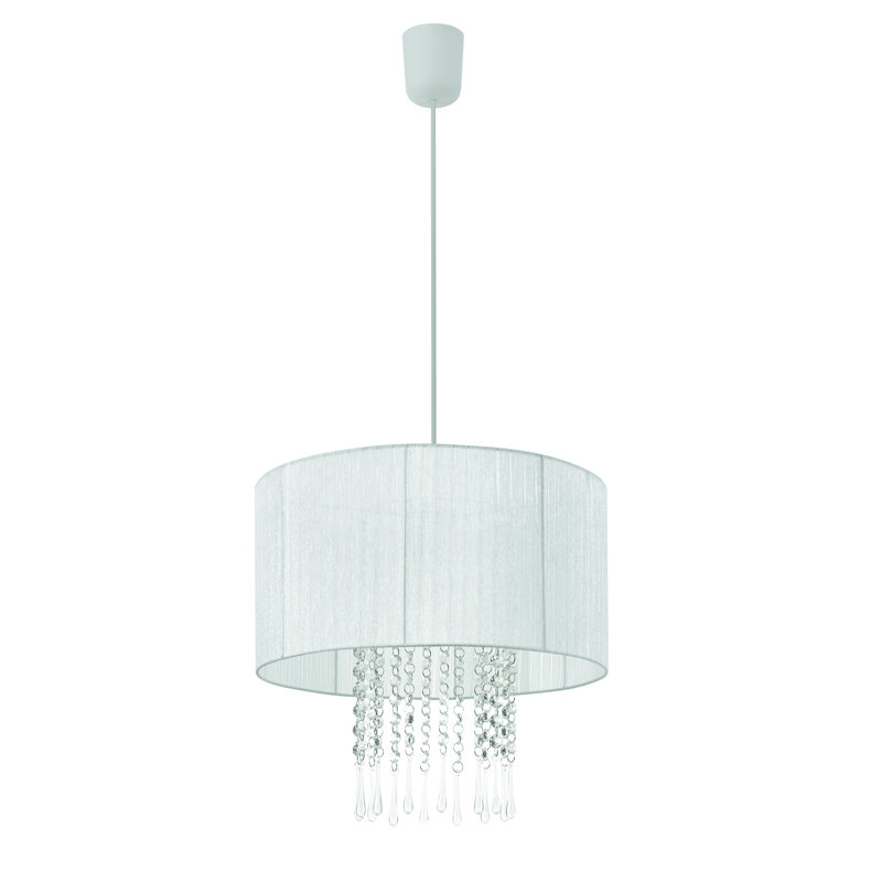 Devan 1-Light Drum Pendant, White