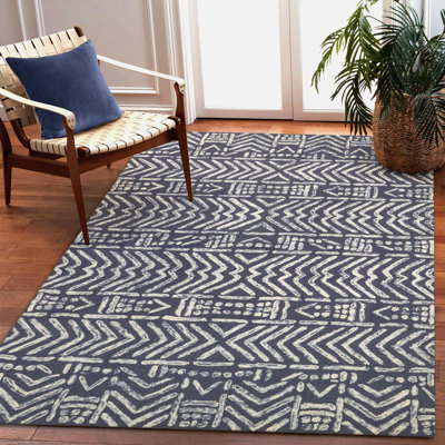 Tapis gris foncé / beige en laine touffeté à la main Jenspeter