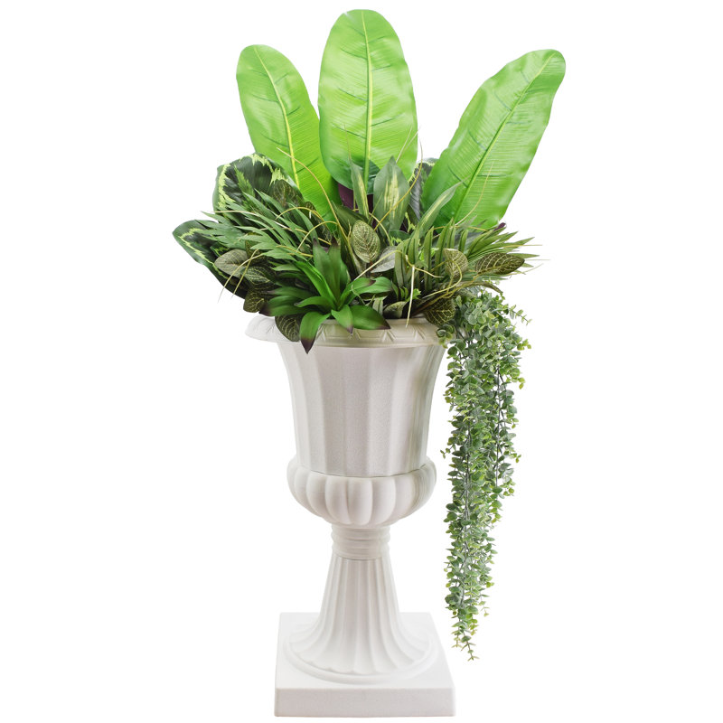 Pot de fleurs urne en plastique, H 26,5 po x l 15,8 po x P 15,8 po