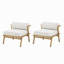 Fauteuil club d'extérieur en fer au fini teck La Fiora, coussin blanc cassé, ensemble de 2
