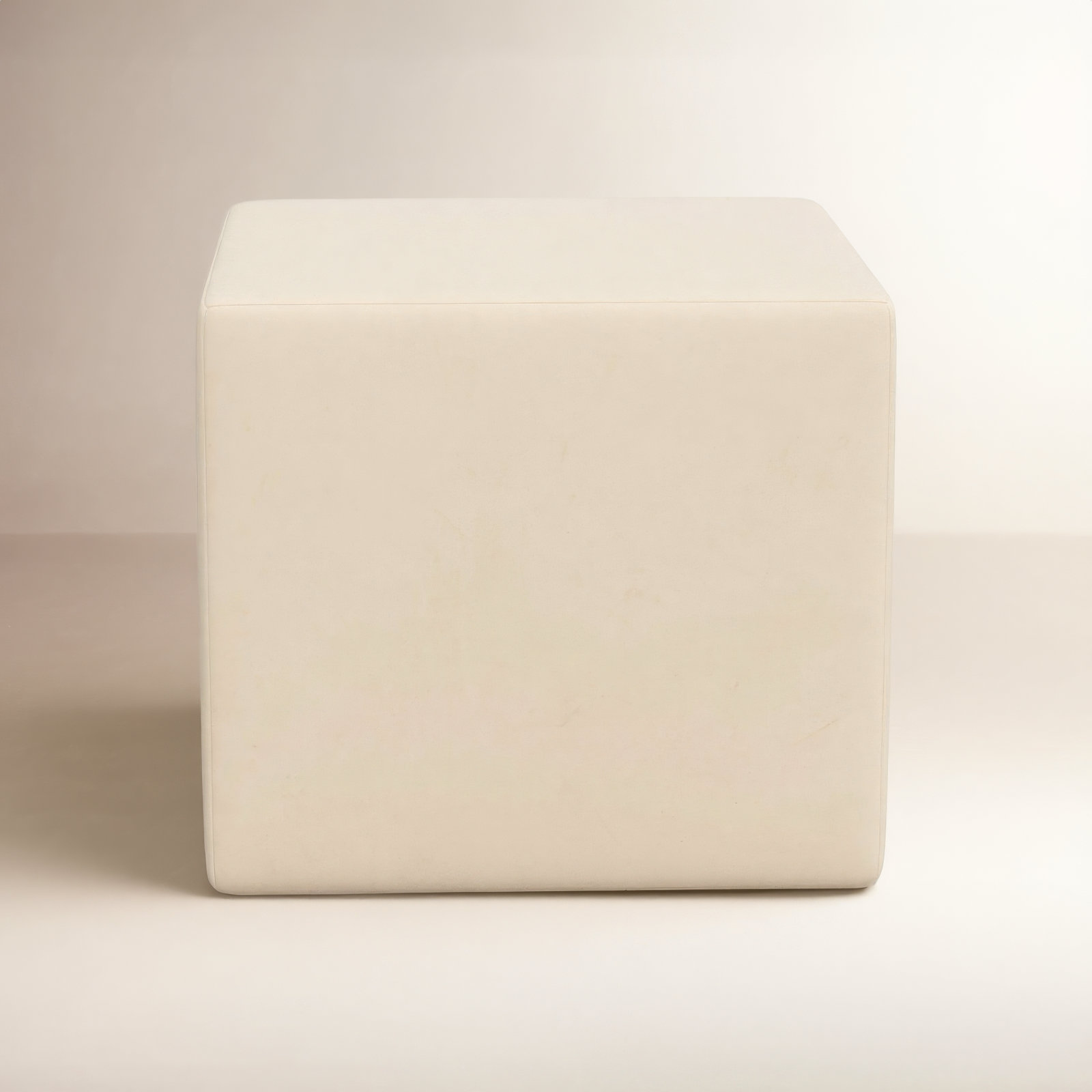 Bence Upholstered Ottoman, Classic Pearl Performance Velvet