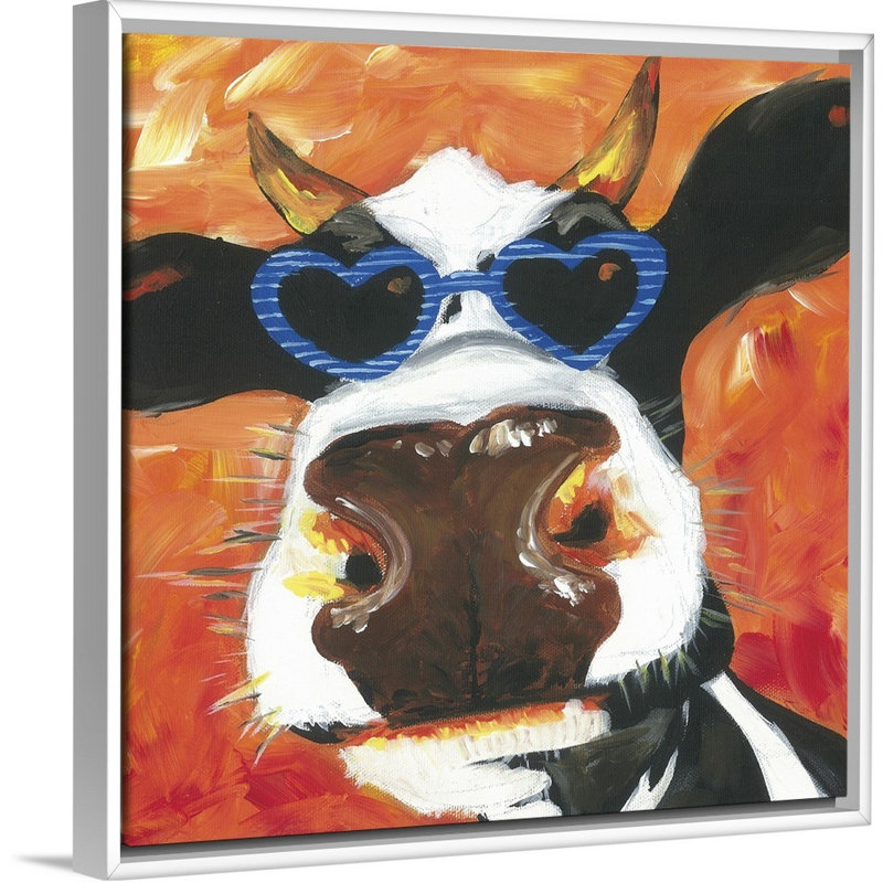 Simone Dapper Animal V Art, H 36 po x l 36 po x P 1,75po, Cadre flottant blanc