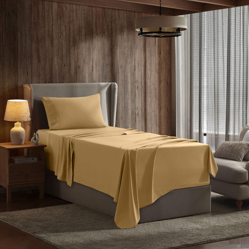 Ensemble de draps doux et respirant Hotel Collection, Chameau doré, Très grand simple