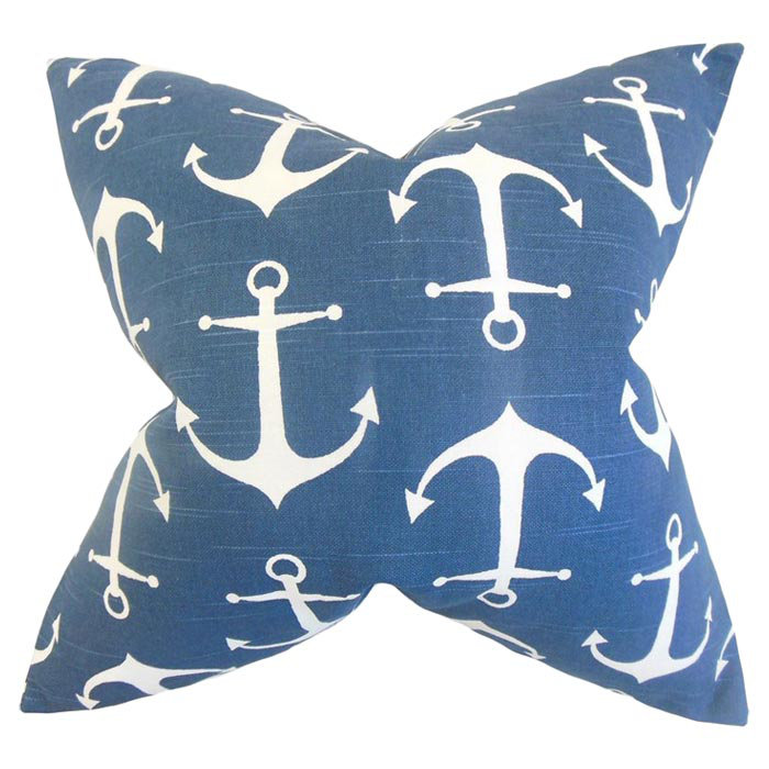 Coussin Enye, Blue, H 18 po x l 18 po x P 5 po, Plumes / duvet