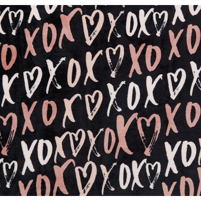 Jeté décoratif surdimensionné noir et rose Kate Oxora de la Saint-Valentin - 50 po x 70 po