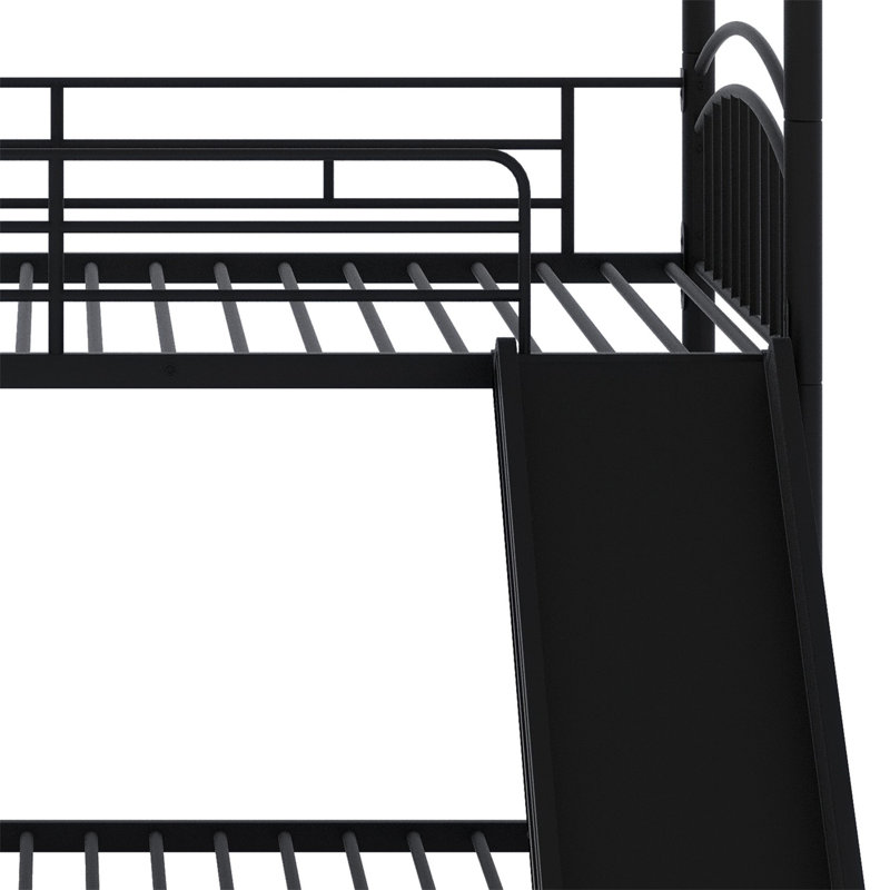 Metal House Bunk Bed With Slide, Black