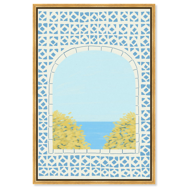 Mediterranean Window II Print by Oliver Gal, 16"H x 11"W, Gold Floater Frame