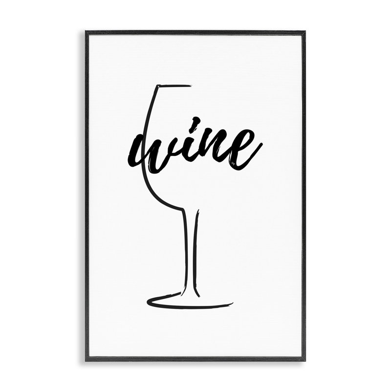 «Minimal Wine Glass Art» par Martina Pavlova, H 30 po x l 20 po, Giclée encadrée noir minuit
