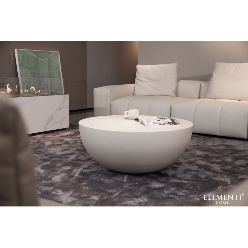 CHRONOS Round Concrete Coffee Table 107 x 107 x 39.5 cm, White