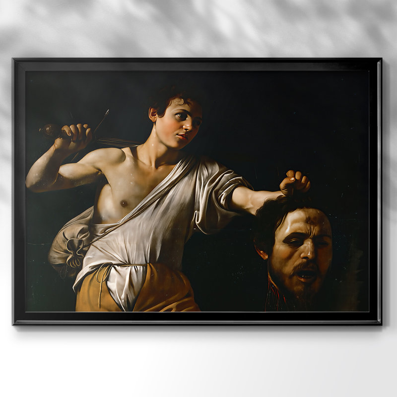 David avec la tête de Goliath (version de Vienne) - Toile tendue avec châssis Caravaggio - c. 1607, 30x.5x42.5, Framed Canvas
