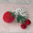 Cotton Velvet Cherry Shaped Pillow With Faux Sherpa Stem, Red And Green