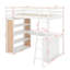 Lit mezzanine simple avec tablettes et bureau-118032713