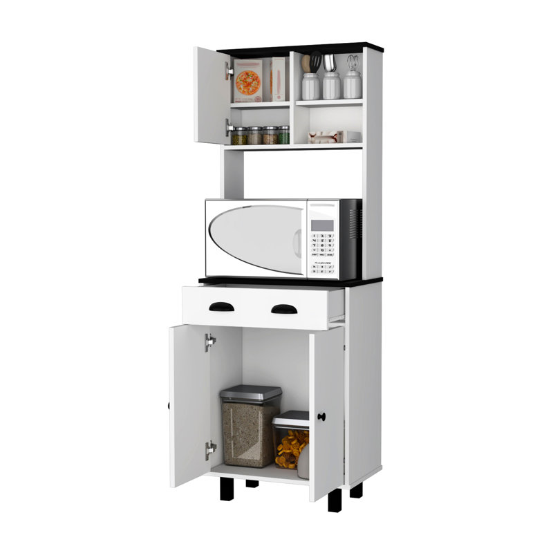 Blanc et garde-manger - 1 tiroir, améliorez vos options de rangement pour maximiser l'efficacité, Blanc/noyer