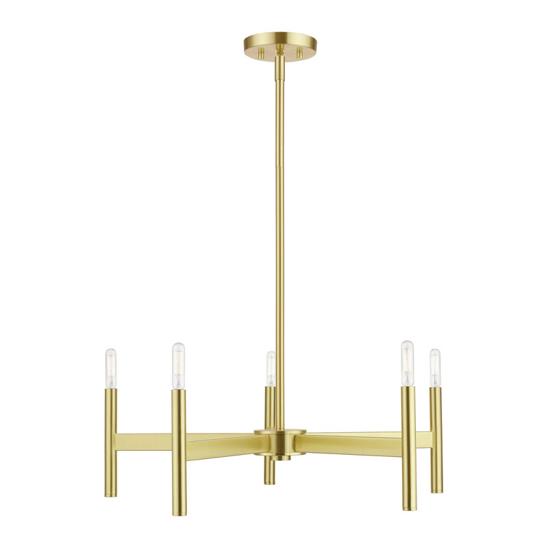 Lustre traditionnel de style bougie Saisha, Laiton satiné