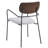 Modern Upholstered Dining Chair With Curved Wood Back, Armrest And Metal Base