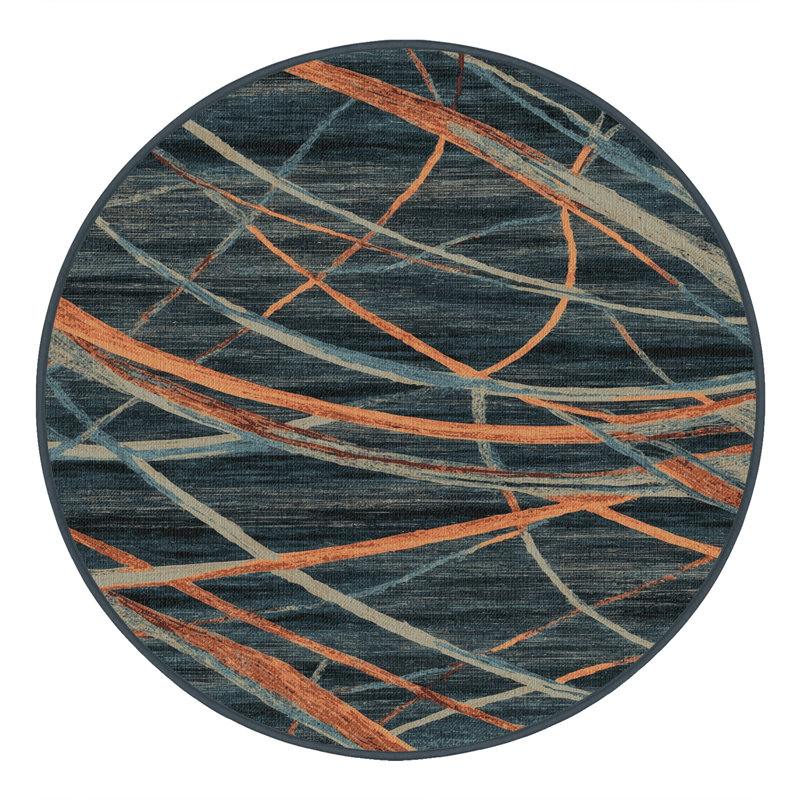 Tapis noir lavable à la machine, Rond 3 pi
