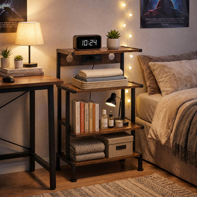 Support de console de jeu à 4 niveaux avec tablettes, organisateur de jeux vidéo robuste, support de rangement multimédia pour le salon, la chambre à coucher et la salle de jeux