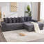 Canapé modulaire en L 110,75 po, canapé modulaire en velours côtelé, avec repose-pieds mobile, porte-gobelets, 8 coussins décoratifs, poche latérale, déplier dans un lit-1574150870