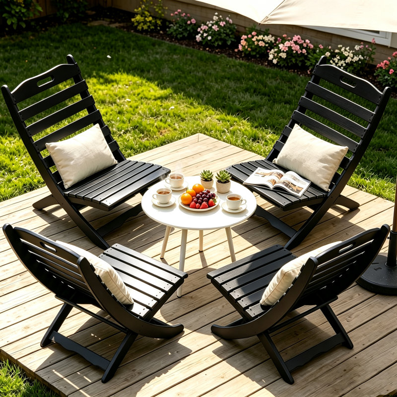 Ensemble de 4 chaises Adirondack pliantes pour l'extérieur (ensemble de 4), Noir