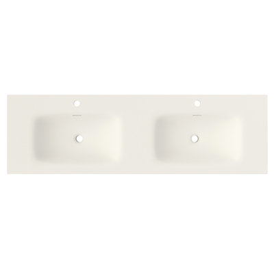 Meuble-lavabo de salle de bain à surface solide en résine de couleur blanc mat, 59,71 po de largeur, 17,82 po de largeur, 5,12 po de hauteur, 58,52 lb, qui convient à toutes les configurations, à la dégradation, au mur ou au comptoir