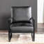 Chaise d'appoint classique de style Mid-Century moderne avec structure carrée en métal durable, fauteuil pour le salon, la chambre à coucher, le bureau personnel revêtu de microfibre tacheté, cuir PU noir-493221979