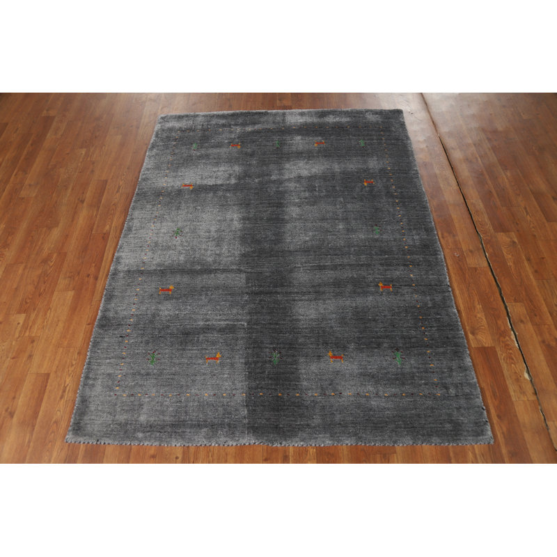 Tapis oriental fait à la main gris Gabbeh 4 x 6
