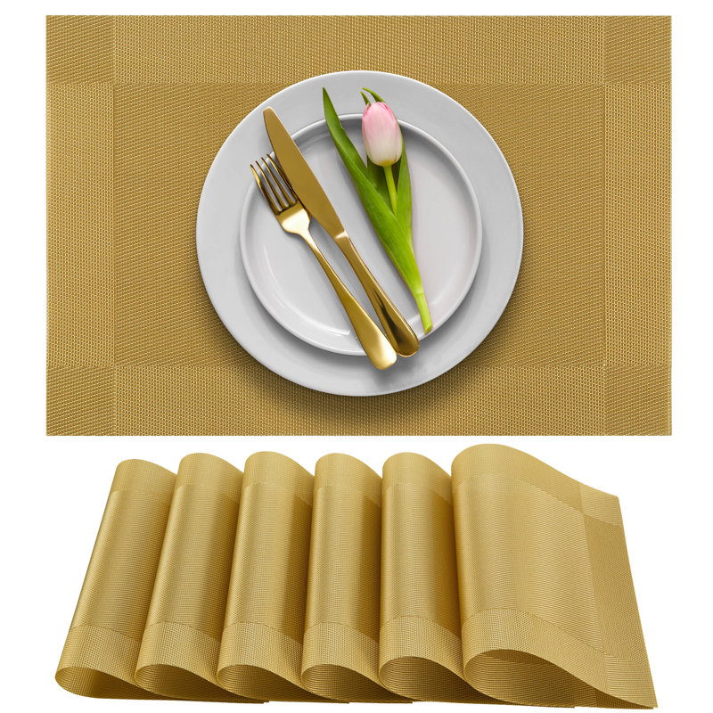 Davinee Polyester Rectangle Placemat, Gold