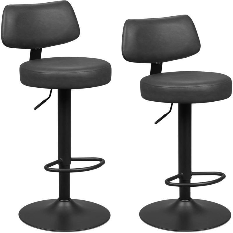 Swivel Upholstered Counter Stool with Metal Frame, Anthracite