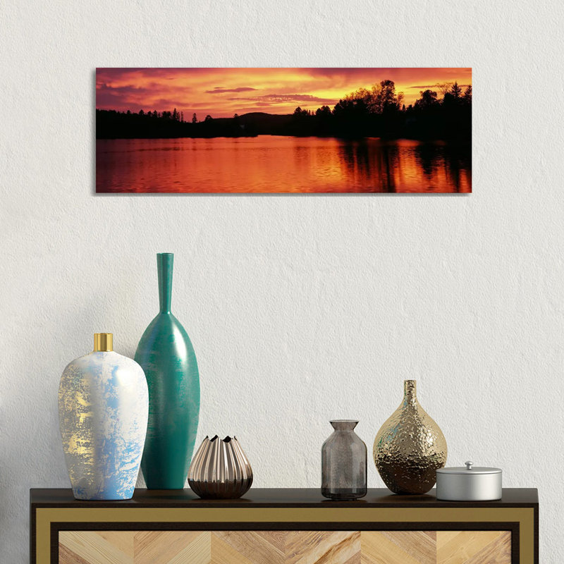 Lake At Sunset, Vermont, USA by Panoramic Images - Wrapped Canvas Panoramic Print, 30.48 cm H x 91.44 cm W x 1.91 cm D