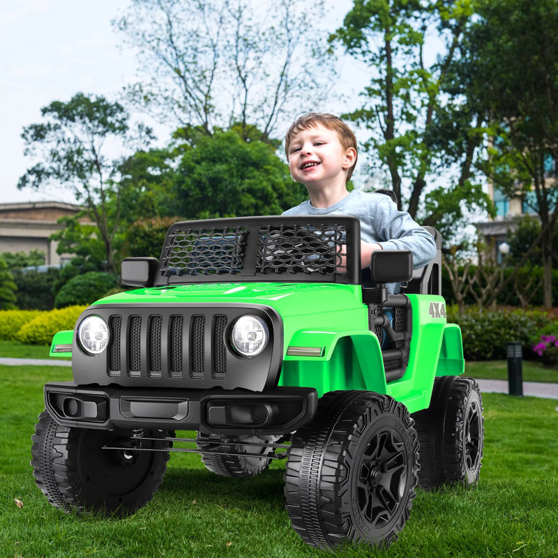 Voiture électrique pour enfant Jeep 12V avec télécommande pour parent, ceinture de sécurité, lumière, lecteur de musique