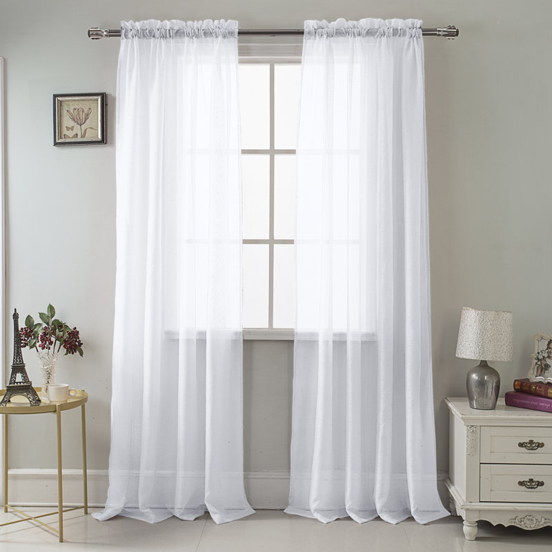 Landose Sheer Curtain Single Panel, Gold, 55" W x 84" L