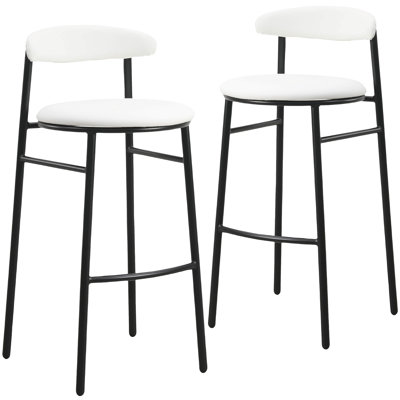 Larue Bar Stool Upholstered In Leather With Powder-Coated Stainless Steel Base Larue Series