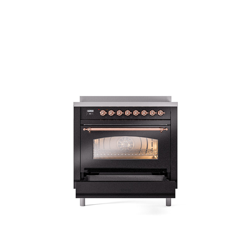 ILVE Nostalgie II 36 in Induction Range, Glossy Black/Copper