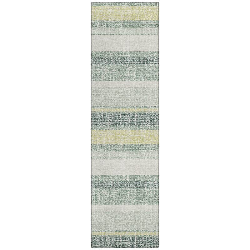Machine Washable Indoor/Outdoor Xhevrie Seafoam Rug, Runner 2'3" x 7'6"