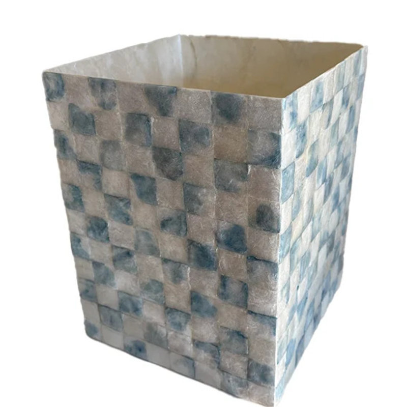 Poubelle Check Capiz, Gray/Blue